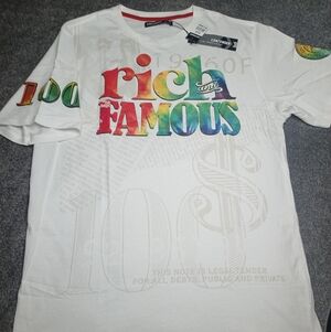 Vintage XXL Rich & Famous Money Tie Dye Graphic Tee 💰🌈🔥